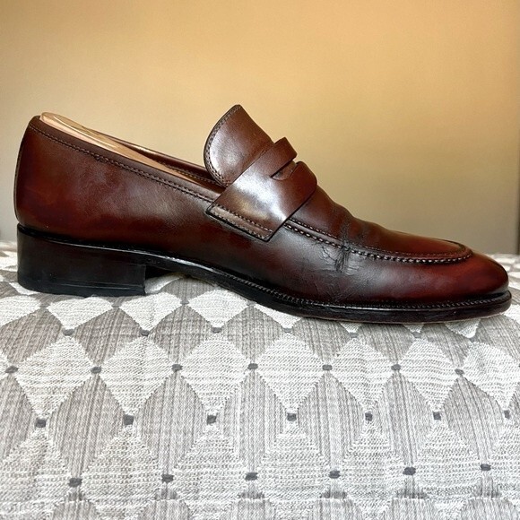 Magnanni Brown Leather Classic Penny Loafer Slip On Shoes Men’s Size 9 M 14658 - Picture 4 of 16